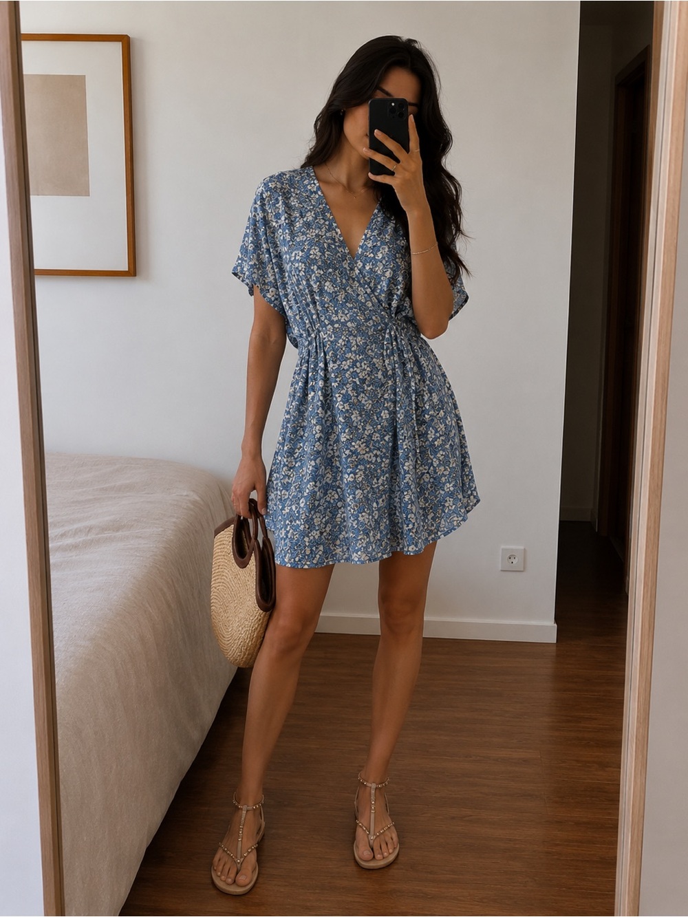 Weekend Max Mara Verdun Floral Silk Dress Blue Print NWT Size US 10